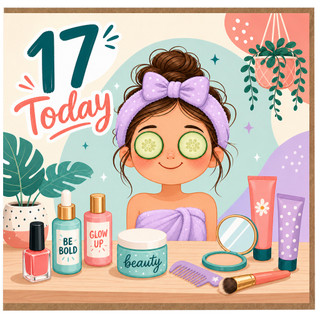 17th Birthday Card, 17 Today Beauty Spa Makeup Card
