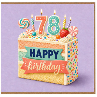 78th Birthday Card, Happy Birthday Cake Design Card