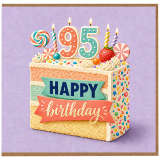 95th Birthday Card, Happy Birthday Cake Design Card