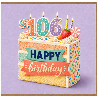 106th Birthday Card, Happy Birthday Cake Card