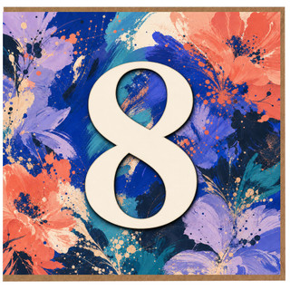 8th Birthday Card, Floral Abstract Number 8 Birthday Card