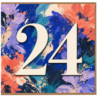 24th Birthday Card, Abstract Floral Design