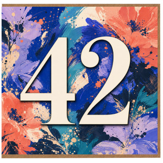 42nd Birthday Card, Bold Floral Abstract Number 42 Card