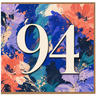 94th Birthday Card, Floral Paint Splash Design