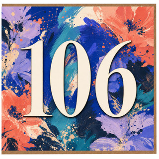 106th Birthday Card, Floral Abstract Design