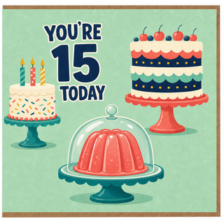 15th Birthday Card, You're 15 Today Cake Design