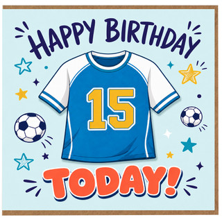 15th Birthday Card, Football Shirt Design