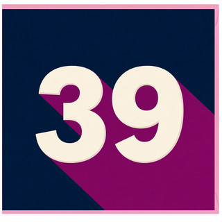 39th Birthday Card, Large Number 39 Design