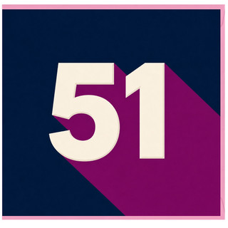 51st Birthday Card, Large Number 51 Design