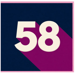 58th Birthday Card, Bold Number 58 Design