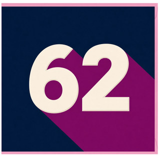 62nd Birthday Card, Bold Number 62 Age Birthday Card