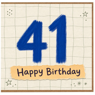 41st Birthday Card, Blue Number 41 Happy Birthday Card