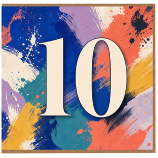10th Birthday Card, Colourful Abstract Paint Splash Design