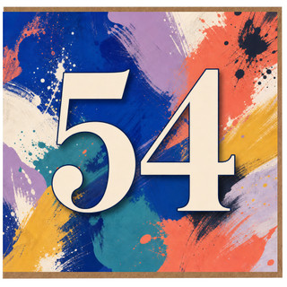 54th Birthday Card, Colourful Abstract Number 54 Card