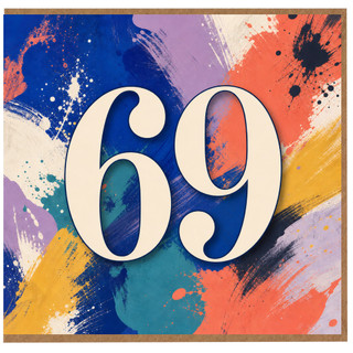 69th Birthday Card, Colourful Abstract Number 60 Card
