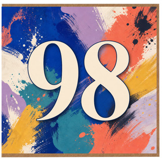 98th Birthday Card, Colourful Abstract Paint Splash Design
