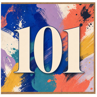 101st Birthday Card, Colourful Abstract 101 Birthday Card