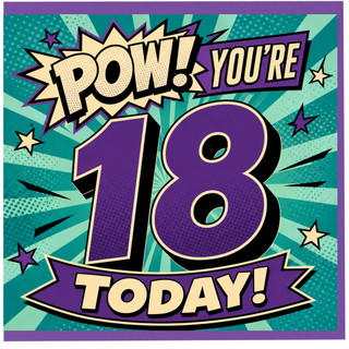 18th Birthday Card, You’re 18 Today Comic Style Card