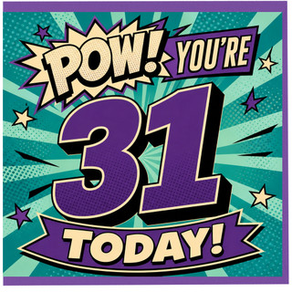 31st Birthday Card, You’re 31 Today Comic Book Style Card