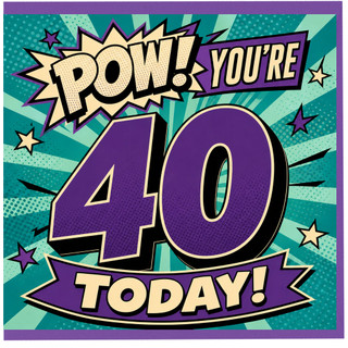 40th Birthday Card, Pow You're 40 Today Comic Style Card