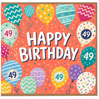 49th Birthday Card, Happy Birthday Balloon Design