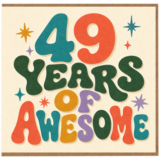 49th Birthday Card, 49 Years of Awesome Retro Typography Card