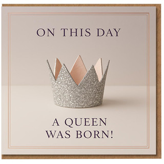 On This Day A Queen Was Born Birthday Card for Her - Crown Design - Funny Birthday Card for Wife, Mum, Sister or Friend