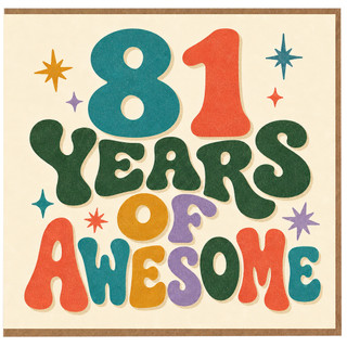 81st Birthday Card, 81 Years of Awesome Retro Typography Card