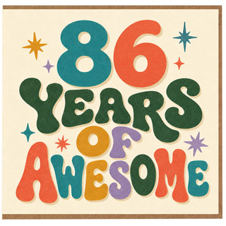 86th Birthday Card, 86 Years Of Awesome Retro Typography Card