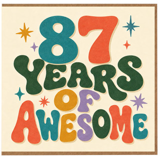 87th Birthday Card, 87 Years of Awesome Retro Typography Card