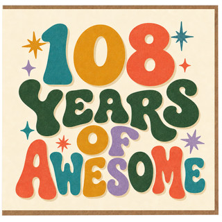 108th Birthday Card, 108 Years Awesome Retro Typography Card