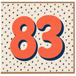 83rd Birthday Card, Bold 83 Retro Polka Dot Design