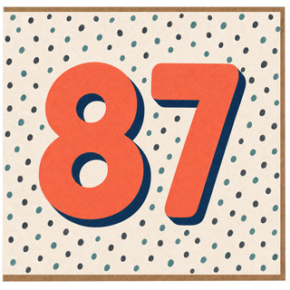 87th Birthday Card, Bold Number 87 Polka Dot Design