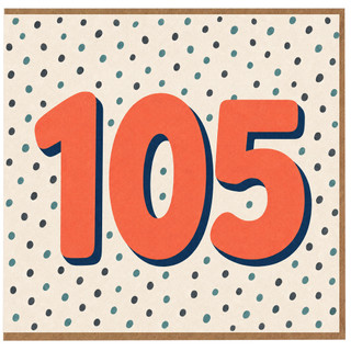 105th Birthday Card, Bold Retro Polka Dot 105 Birthday Card