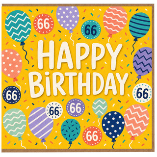 66th Birthday Card, Happy Birthday Balloon Design