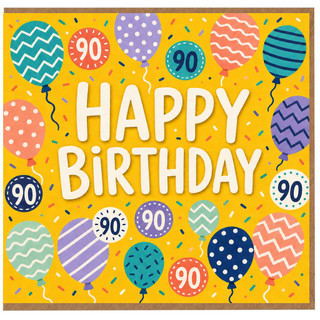 90th Birthday Card, Happy Birthday Balloon Design