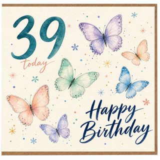 39th Birthday Card, Today Happy Birthday Butterfly Design