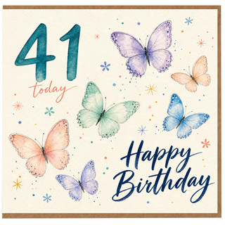 41st Birthday Card, Today You're 41 Happy Birthday Butterfly Card