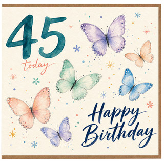 45th Birthday Card, Happy Birthday Butterflies Card