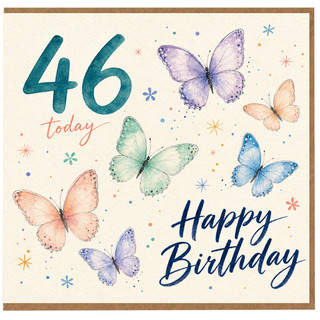 46th Birthday Card, Happy Birthday Butterfly Design