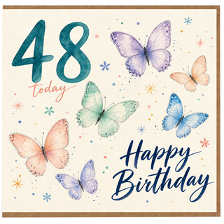48th Birthday Card, Happy Birthday Butterfly Card