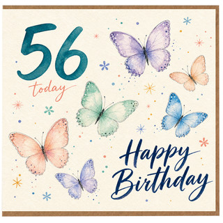 56th Birthday Card, Happy Birthday Butterflies