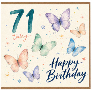 71st Birthday Card, Happy Birthday Butterfly Design Card