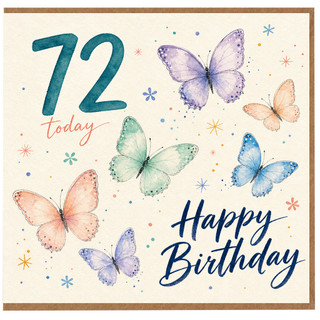 72nd Birthday Card, Happy Birthday Butterfly Card for Her