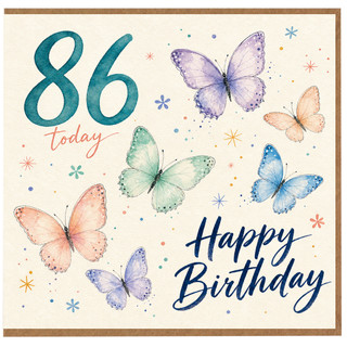 86th Birthday Card, Happy Birthday Butterfly Design Card
