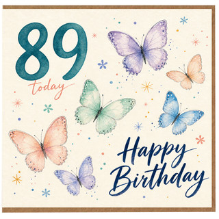 89th Birthday Card, Happy Birthday Butterfly Card