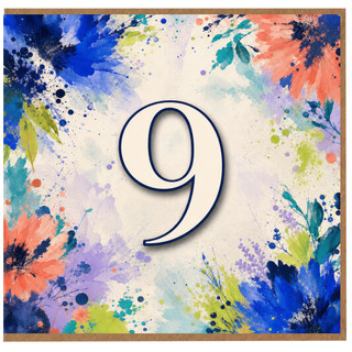 9th Birthday Card, Colourful Watercolor Floral Design