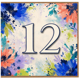 12th Birthday Card, Watercolour Floral Number 12 Card