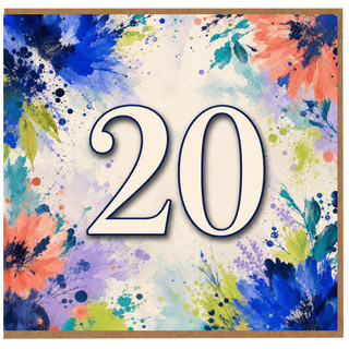 20th Birthday Card, Colourful Floral Watercolour Design