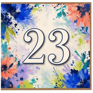 23rd Birthday Card, Colourful Floral Watercolour Number 23 Card
